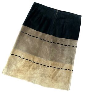 Vintage SORBE Women's Suede Color blocked Neutral Skirt Size M